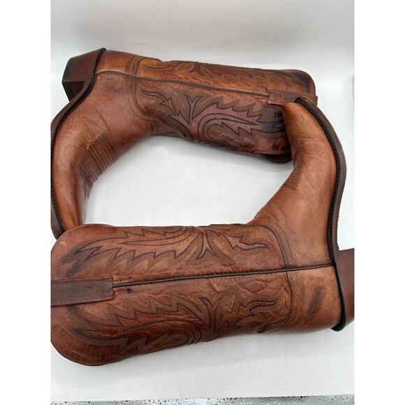 Lucchese 1883  Tan Brown Mad Dog Goat Western women’s 8 B Boots  Snip Toe - Picture 4 of 13